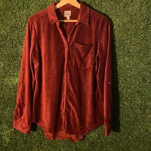 Burnt orange corduroy button down shirt